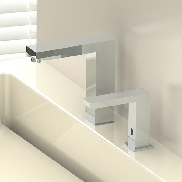 Quadrat DM Automatic Soap Dispenser | Quadrat DM Duo 2 Touchless Faucets - Deck Mounted Bathroom Faucet - Touch-free deck-mounted electronic faucet Quadrat DM Duo