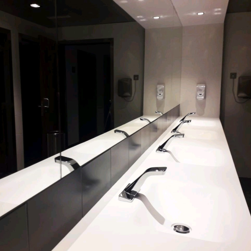 Condor Touchless Deck Mounted Tap | Touch free electronic faucet for deck mounted installations with integrated panel Condor Edificio mediapro Barcelona Barcitronic 002 Touchless Faucets - Deck Mounted Bathroom Faucet - Touch free electronic faucet for deck mounted installations with integrated panel Condor_Edificio mediapro Barcelona -Barcitronic 002