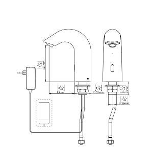 Dimensional Drawing Touch-free electronic faucet for deck-mounted installations Classic E B AB 1953