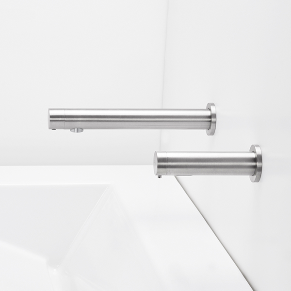 D28 DP AISI 316 Touchless Wall Tap | D28 DP AISI316 TUBULAR SD 1 Touchless Faucets - Wall Mounted Bathroom Faucet - Touch-free wall-mounted electronic faucet D28 DP AISI316 TUBULAR Soap Dispenser