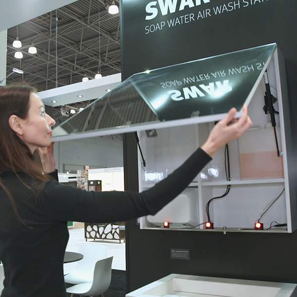 SWAR - Complete sanitary cabinet with a lockable mirror